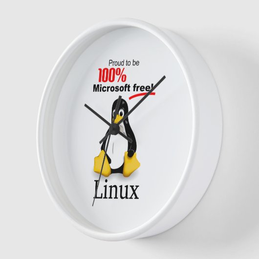 Linux Wall Clock mit White Trim - Microsoft Free Uhr (Winkel)