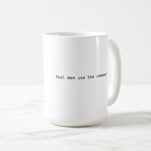 Linux "wirkliche Männer benutzen die Befehlszeile" Kaffeetasse (VorderseiteRechts)