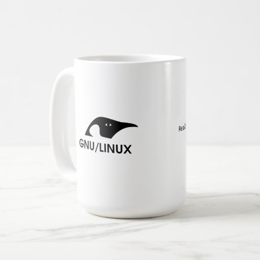 Linux "wirkliche Männer benutzen die Befehlszeile" Kaffeetasse (Vorderseite Links)