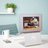 Linuxeros FAQ Aufkleber (Laptop auf Schreibtisch)