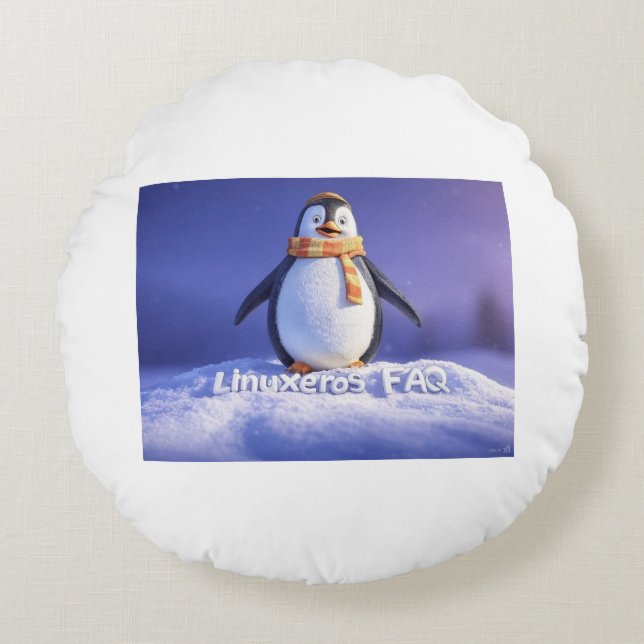 Linuxeros FAQ Rundes Kissen (Vorderseite)