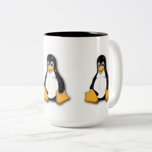 LinuxTuxpenguin-Tasse Zweifarbige Tasse (VorderseiteRechts)