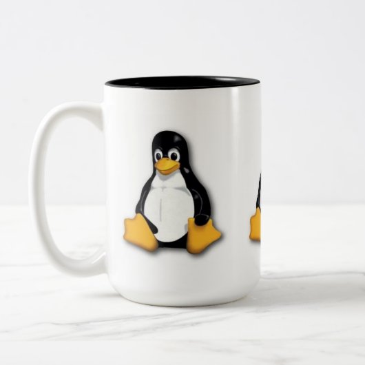 LinuxTuxpenguin-Tasse Zweifarbige Tasse (Links)