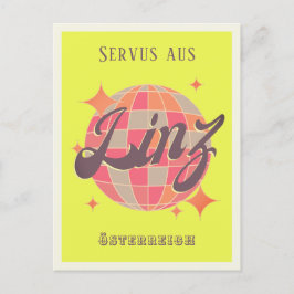 Linz Österreich neon disco Postcard Postkarte