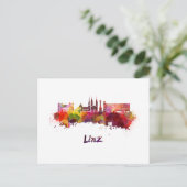Linz skyline im Watercolor Postkarte (Stehend Vorderseite)