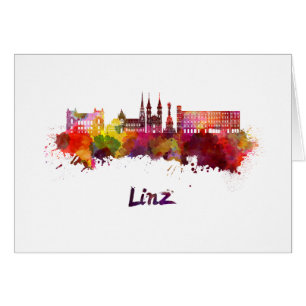 Linzer Skyline in Aquarellfarbe