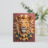 Lion 3D Paper Art Design T - Shirt Postkarte (Stehend Vorderseite)