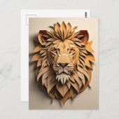 Lion 3D Paper Art Design T - Shirt Postkarte (Vorne/Hinten)