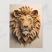 Lion 3D Paper Art Design T - Shirt Postkarte (Vorderseite)