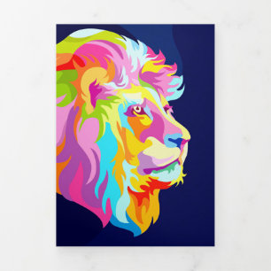 Lion Abstrakt Lion Head im Pop Dreifach Gefaltete Karte