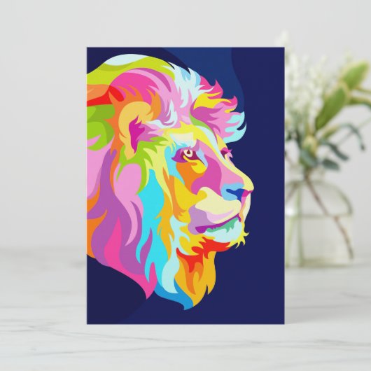 Lion Abstrakt Lion Head im Pop Einladung (Stehend Vorderseite)