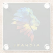 Lion abstrakte, farbenfrohe Kunstkronen für Männer Glasuntersetzer (Rückseite)