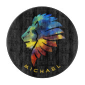 Lion abstrakte, farbenfrohe Kunstkronen für Männer Schneidebrett (Vorderseite)