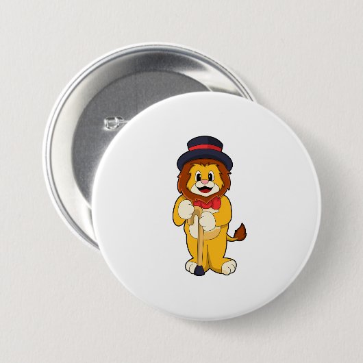 Lion als Gentleman mit Hat Button (Vorne & Hinten)