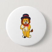 Lion als Gentleman mit Hat Button (Vorderseite)