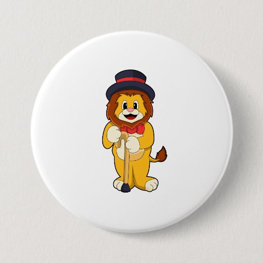 Lion als Gentleman mit Hat Button (Vorderseite)