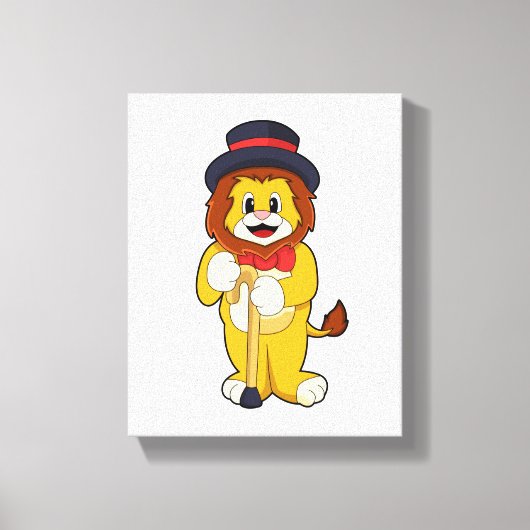 Lion als Gentleman mit Hat Leinwanddruck (Vorderseite)