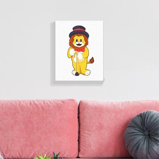Lion als Gentleman mit Hat Leinwanddruck (Insitu (Wohnzimmer))