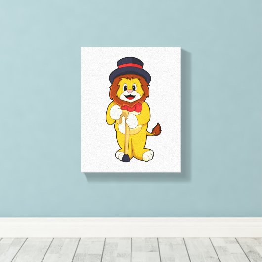 Lion als Gentleman mit Hat Leinwanddruck (Insitu (Holzboden))