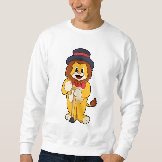 Lion als Gentleman mit Hat Sweatshirt (Vorderseite)