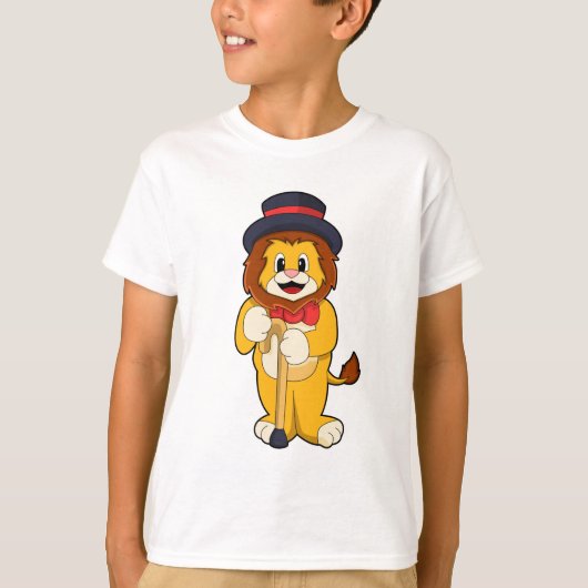 Lion als Gentleman mit Hat T-Shirt (Vorderseite)