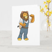 Lion als Handyman Schraubenzieher Karte (Gelbe Blume)