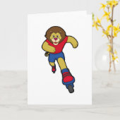 Lion als Skater mit Inline-Skaten Karte (Gelbe Blume)