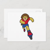 Lion als Skater mit Inline-Skaten Postkarte (Vorne/Hinten)