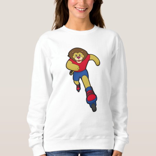 Lion als Skater mit Inline-Skaten Sweatshirt (Vorderseite)