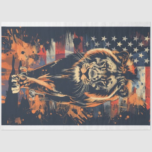 Lion & American Flag Seidenpapier (Vorderseite)