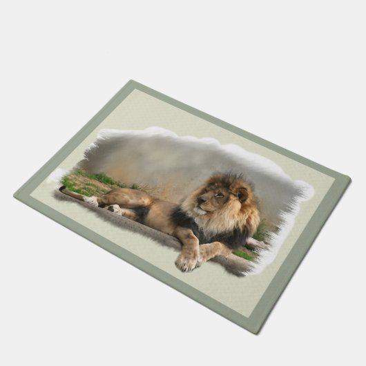 Lion an der Erholung Wildlife Fußmatte (Schrägansicht)