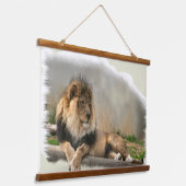 Lion an der Erholung Wildlife Wandteppich Mit Holzrahmen (Gewinkelt)