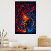 Lion and Dragon Wall Art – Elemental Energy Poster (Küche)