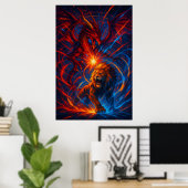 Lion and Dragon Wall Art – Elemental Energy Poster (Heimbüro)