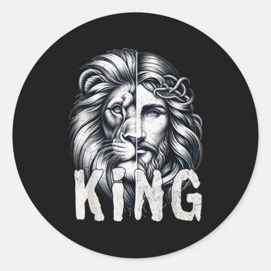 Lion And Jesus King Christian Faith Design  Runder Aufkleber (Vorderseite)