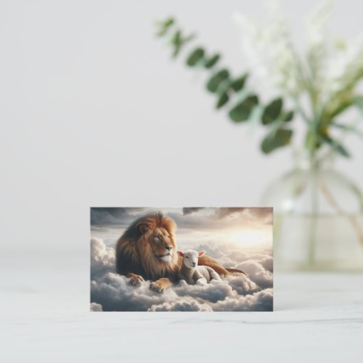 Lion and Lamb Business Card Visitenkarte (Stehend Vorderseite)