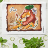 LION AND LAMB PEACE von Jeff Willis Art Geschirrtuch (Gefaltet)