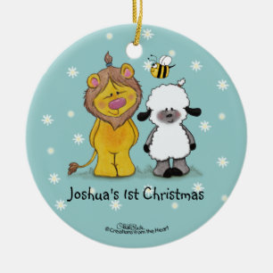 Lion and Lamb True Friends-1. Weihnachtsdekoration Keramik Ornament