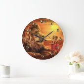 Lion and Little Girls Große Wanduhr (Zuhause)