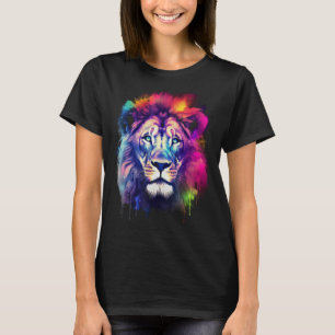 Lion Animal Art - Animal Motif - farbenfrohe blaue T-Shirt