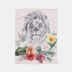 Lion Animal Blume Fleecedecke