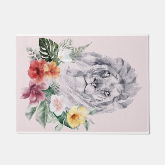 Lion Animal Blume Fußmatte (Vorderseite)