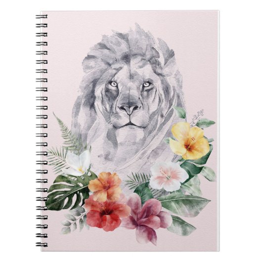 Lion Animal Blume Notizblock (Vorderseite)