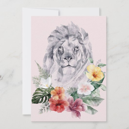 Lion Animal Blume Save The Date (Vorderseite)