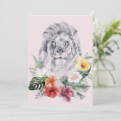 Lion Animal Blume Save The Date (Stehend Vorderseite)