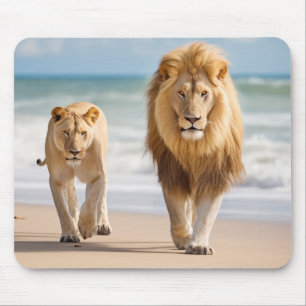 Lion Animal Family Wandering Natout Mousepad