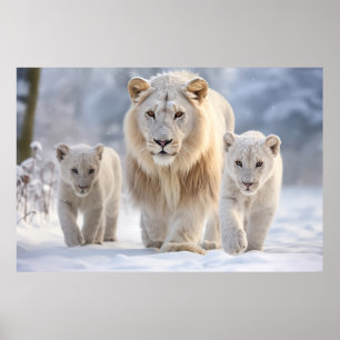 Lion Animal Family Wandering Natout Poster
