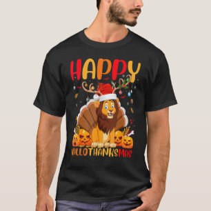 Lion Animal Happy Lion Hellothanksmas T-Shirt