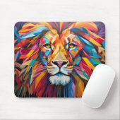 Lion Animal Portrait Farbige Malerei Mousepad (Mit Mouse)