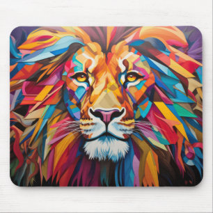 Lion Animal Portrait Farbige Malerei Mousepad
